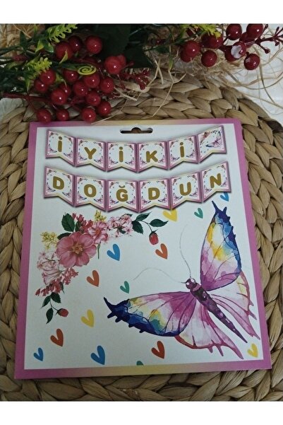 Deniz Party Store Kelebek Temalı Iyi Ki Doğdun Doğum Günü Uzar Yazı