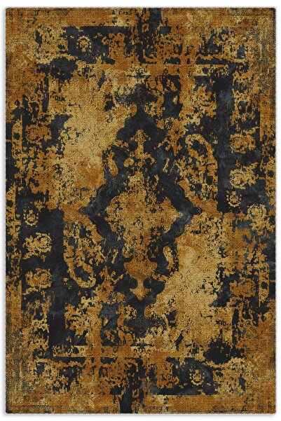 Pastel Home Tasarım vintage şönil halı kilim yolluk hardal antrasit siyah yık...