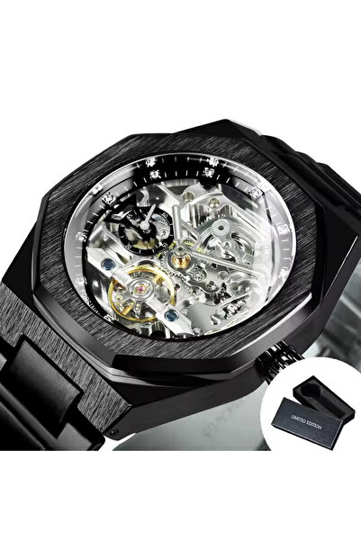 Store Automatic Skeleton Case Ap Model Black Steel Watch