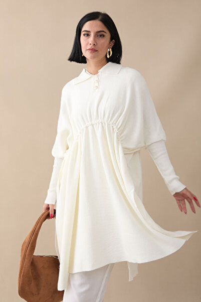 InStyle Ecru pončo s balonovým rukávem