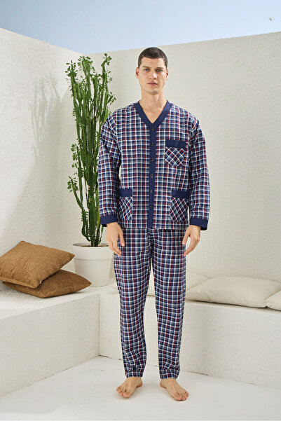 KLY Erkek V Yaka Boydan Dümeli Pijama Takımı
