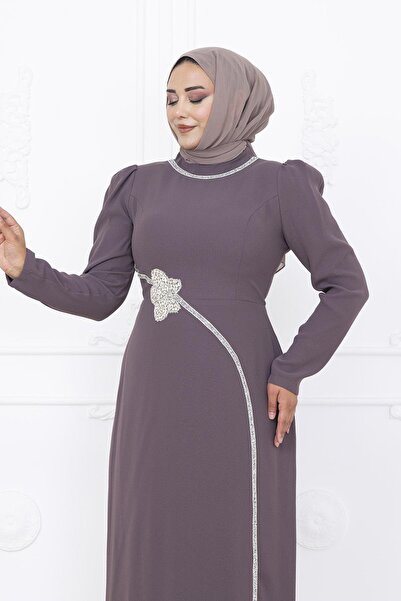 Amine Hüma Zühre Tesettür Abiye Vizon