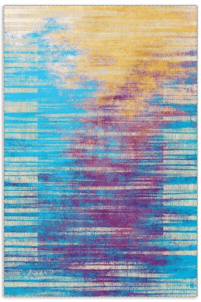 Pastel Home Turkuaz Sarı Mor Abstract Tasarım Şönil Halı Kilim Yolluk Kaymaz ...