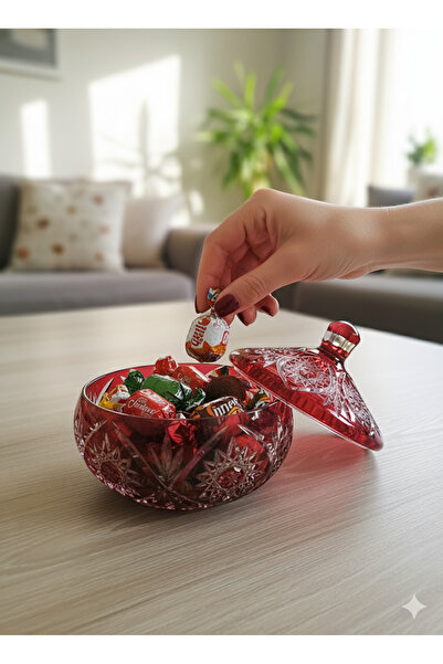 DECOSTYLE Kristal Dekorlu Renkli Kapaklı Şekerlik – 2 Parça Şık Sunum & Dekoratif Set