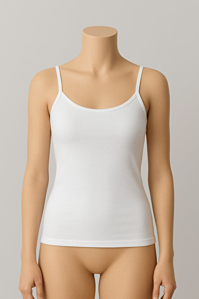 Aydoğan Kadın Siyah Beyaz Ten Likralı İp Askılı Atlet 3 Lü