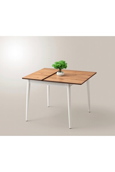Evistro Yanlardan Açılır Büyüyen Yemek Masası Meşe-Beyaz 75x80cm SADECE MASA FİYATIDIR