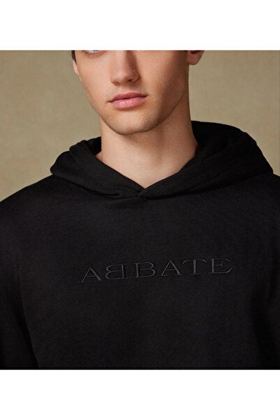 Abbate Спеціальний дизайн з вишивкою, бавовняний, вільний крій, чорний худі з капюшоном