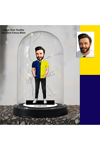 MK Kişiye Özel Sarı Lacivert Erkek Taraftar Karikatür Işıklı Fanus, 1907