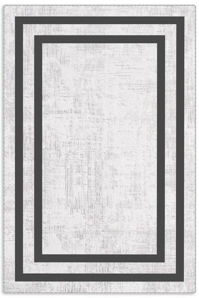 Pastel Home Black Framed Gray Chenille Carpet Runner Rug Living Room Hallway ...