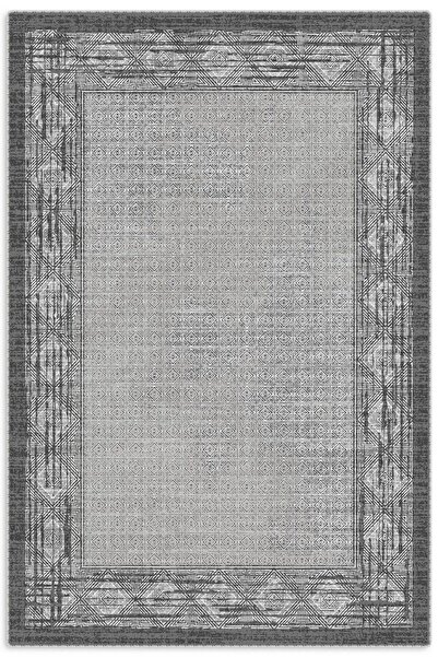 Pastel Home Gri Antrasit Çerçeveli Modern Şönil Halı Yolluk Kilim Salon Korid...
