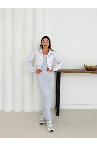 Gameyal Crop Hırka ve Elbise 2'li Takım