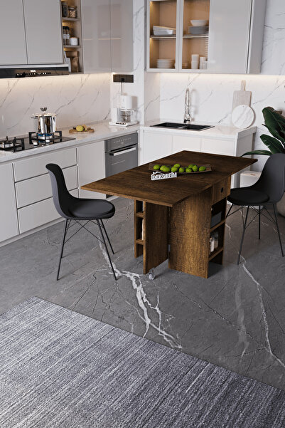 DEKORFİM DF01102BR Pratik Katlanır Masa Mutfak ve Yemek Masası