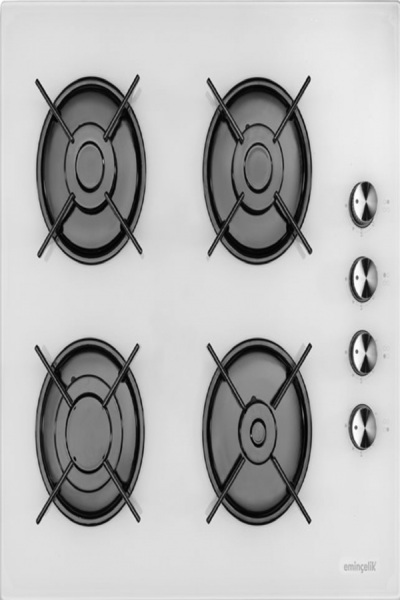 Eminçelik Ec-ah 1240 Wg60 Ankastre Gömmeli Beyaz Cam Ocak 4 Gözlü Gazlı