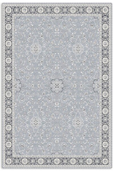 Pastel Home Açık Mavi Klasik Şönil Halı Kilim Yolluk Yıkanabilir Kaymaz Saçaklı