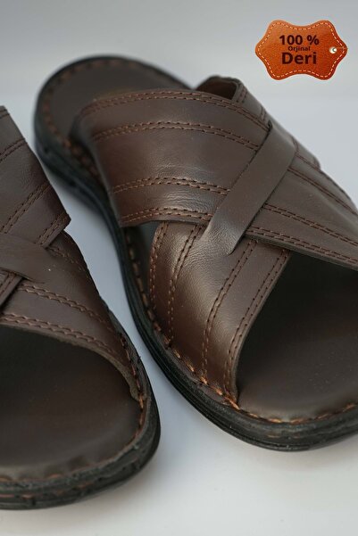 Kristal Kr.97 Anatomical Sole Inside and Outside Genuine Leather Men's Slippers