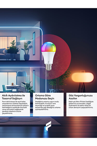 Fonri E27 Akıllı Led Ampul (11W RENKLİ)