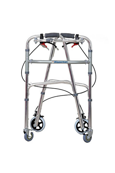 Genel Markalar Frenli 4 Tekerli Hasta Alüminyum Tekerlekli Walker Yürüteci Hasta Yürüteçi