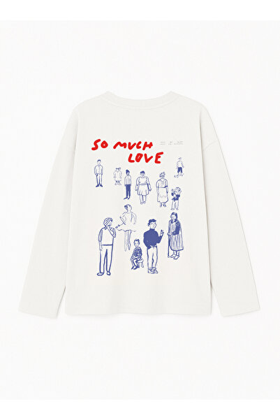 Disante %100 Pamuk Oversize Fit So Much Love Baskılı - Bisiklet Yaka Uzun Kol...