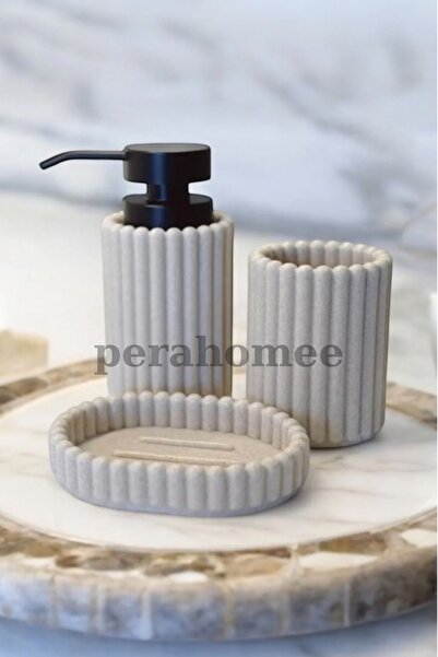 mightpera 3'lü Polyserin Banyo Seti / Sıvı Sabunluk - Diş Fırçalık