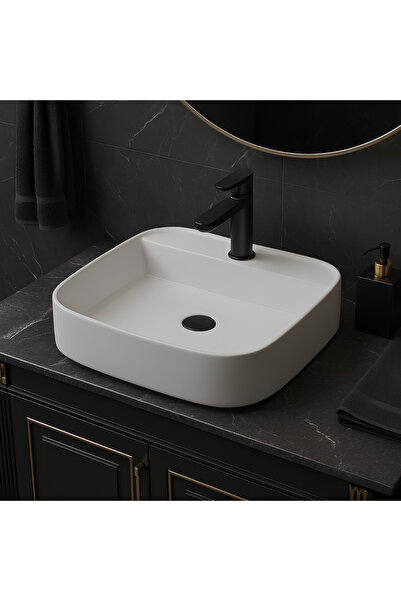 Newarc Loft Kare Beyaz Delikli Lavabo 50 Cm 515050BT