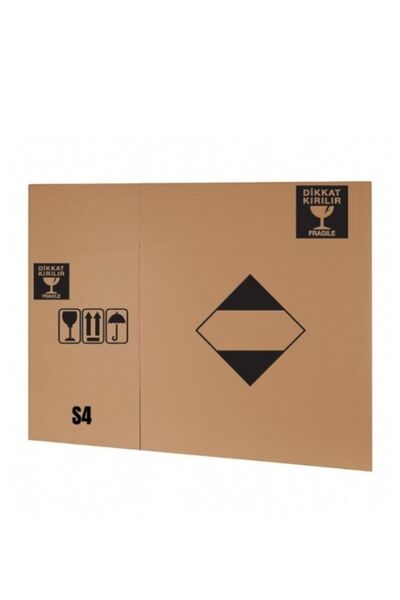 Aspak 16,5x13,5x12,5 Cm S4 Uyarı Sembolü Baskılı Mini Kargo Kolisi - Çift Olu...