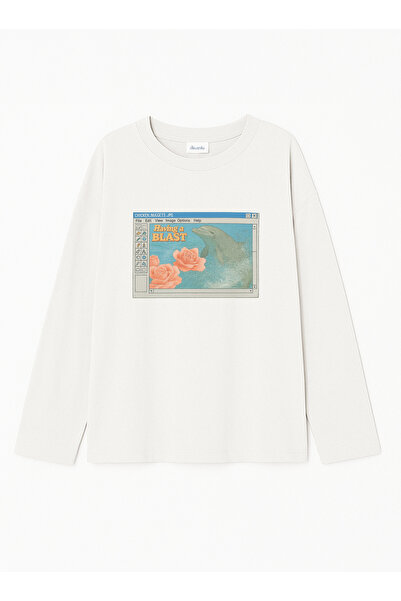 Disante 100% bumbac, cu potrivire oversize, cu imprimeu Having a Blast - Tric...