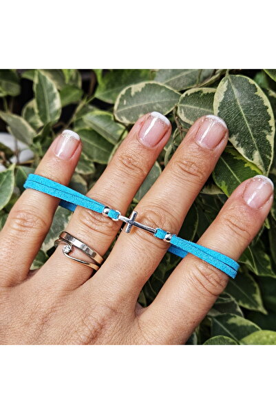 Wild Bracelets Bracelet with Cruciulita, made of suede, turquoise, handmade by