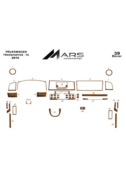 Marscockpitdesign فولكس واجن ترانسبورتر كونسول-توربيدو 2015-2018 39 قطعة