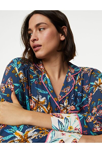 Marks & Spencer Kelebek Desenli Uzun Kollu Pijama Üstü
