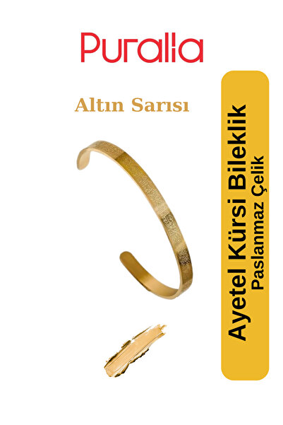 Puralia Ayetel Kürsi Paslanmaz Çelik Ayarlanabilir Unisex Bileklik - Altın Renkli