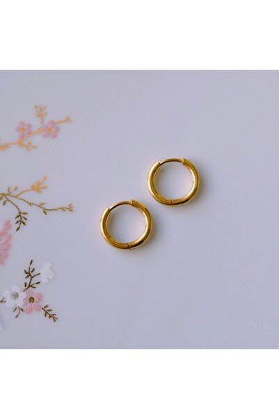 Heppii 10 mm Cerrahi Çelik Gold Halka Küpe