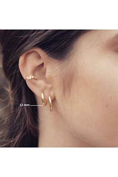 Heppii 12 mm Surgical Steel Gold Hoop Earrings