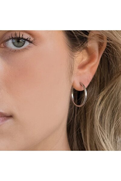 Heppii 18 Mm Surgical Steel Hoop Earrings Silver Colored