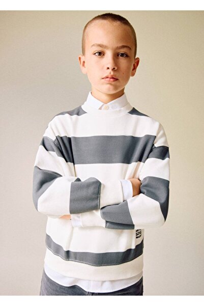 MANGO Kids Çizgili koton sweatshirt