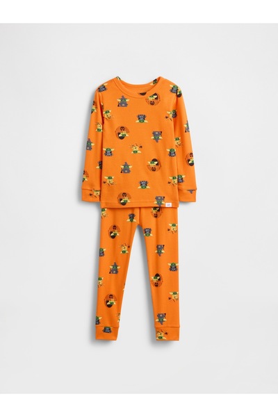 GAP Bebek Turuncu Star Wars Halloween Organik Brushed Pamuk Pijama Takımı