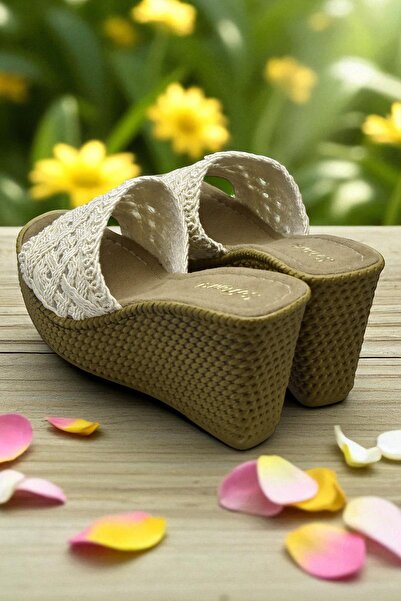 ISPARTALILAR 2503 10.5 cm Wedge Heels Women's Slippers Shoes Wedding Engagement Evening Dress Women's Shoes