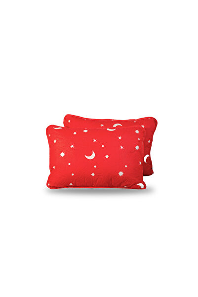 Coneltex Anti-allergic quilted pillow "Moon and Stars" Coneltex, 50 x 70 cm, square, siliconized fiber, red