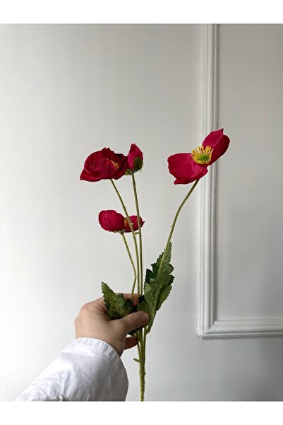 Çiçek Yapay 1 Kalite Gelincik Çiçeği 4’lü Tek Dal
