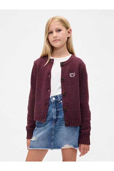 GAP Kız Çocuk Bordo CashSoft Logo Hırka