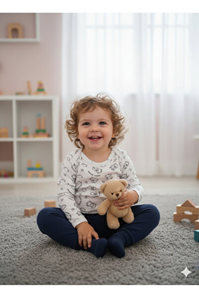 Şimo Butik Girl Boy Child Baby Long Sleeve Snap Fastener Bodysuit-Badi 100% O...