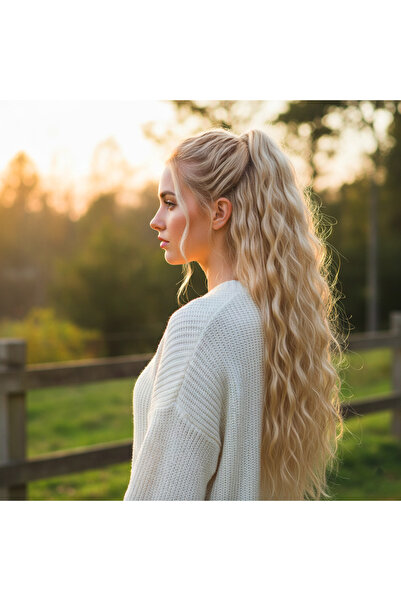 Mina Peruk Tokalı Kabarık Dalgalı At Kuyruğu - Balköpüğü Beyaz Platin Röfleli