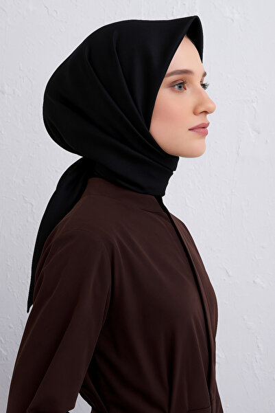 Armine Eșarfă neagră din mătase Tivil de culoare uni 10D02 - 01