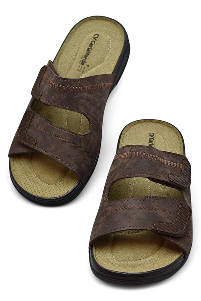 ISPARTALILAR 4412 Orthopedic Sole Men's Slippers Men's Velcro Slippers Sandals