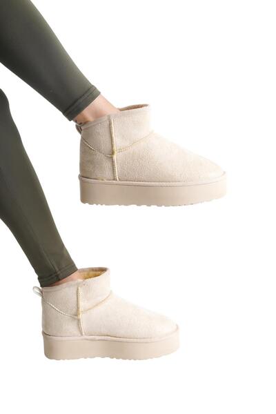 ISPARTALILAR 290A Günlük Kadın Bot Süet İçi Kürklü Yüksek Kalın Taban Kışlık Bot & Bootie Kalın Taban