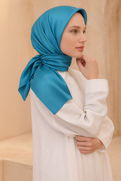 Armine Синій однотонний шовковий шарф 10D02 - 85