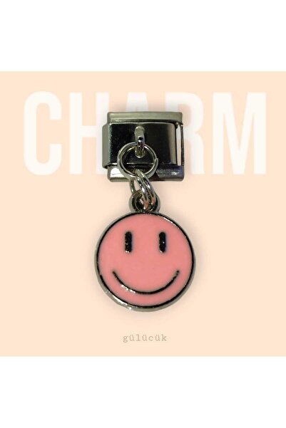 stainles steel سحر إيطالي - سحر سوار من الفولاذ المقاوم للصدأ بتصميم مبتسم