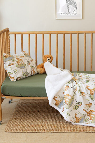 Mom Cherie 100% Cotton Combed Elastic Sheet+Pillowcase+Lamb's Wool Blanket Set - Baby & Child Sleep Set