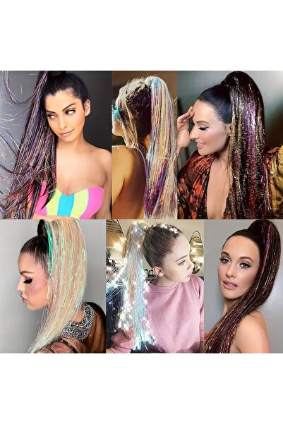 Zeysum Hair Tinsel Saç Simi / Kırmızı Saç Simi / 200 Tel 120 cm/ Simli Saç Kaynak / Örmeli Saç Aksesuarı