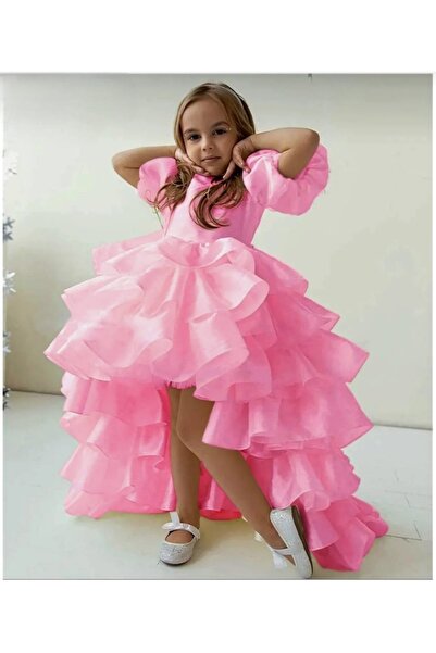 Mirace Styl Παιδικό φόρεμα για πάρτι γενεθλίων, ροζ, με ουρά, πολυεπίπεδο, γι...