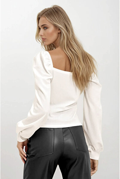 OLSAMODA ΓΥΝΑΙΚΕΙΑ ΜΠΛΟΥΖΑ ΜΕ ΚΟΥΜΠΙΑ ΜΠΡΟΣΤΑ ΜΕ ΜΑΝΙΚΙΑ ΜΠΑΛΟΝΙΑ ΕΛΑΣΤΙΚΗ ΥΦΑΣΜΑΤΙΚΗ ΜΠΛΟΥΖΑ